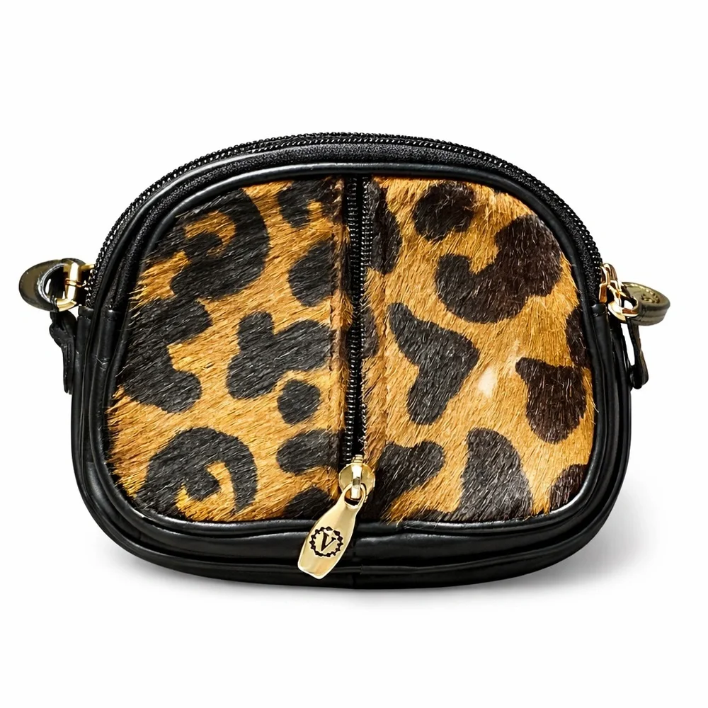 Valentina Leopard Print Calf Hair Crossbody Mini Bag - Picture 2 of 8